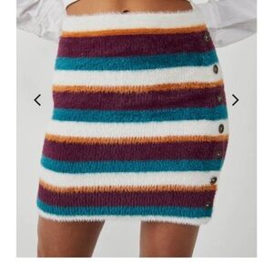 NWT Womens Free People Ciara Sweater Mini in Fig Jam Combo Mini Skirt​​​​